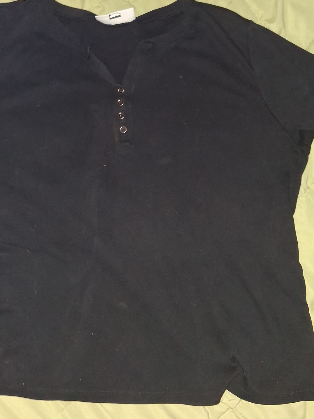 Black Short-Sleeve Button-Front Tee
